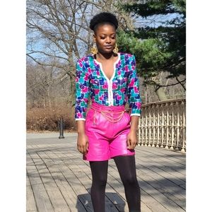 Leather Pink high waisted shorts